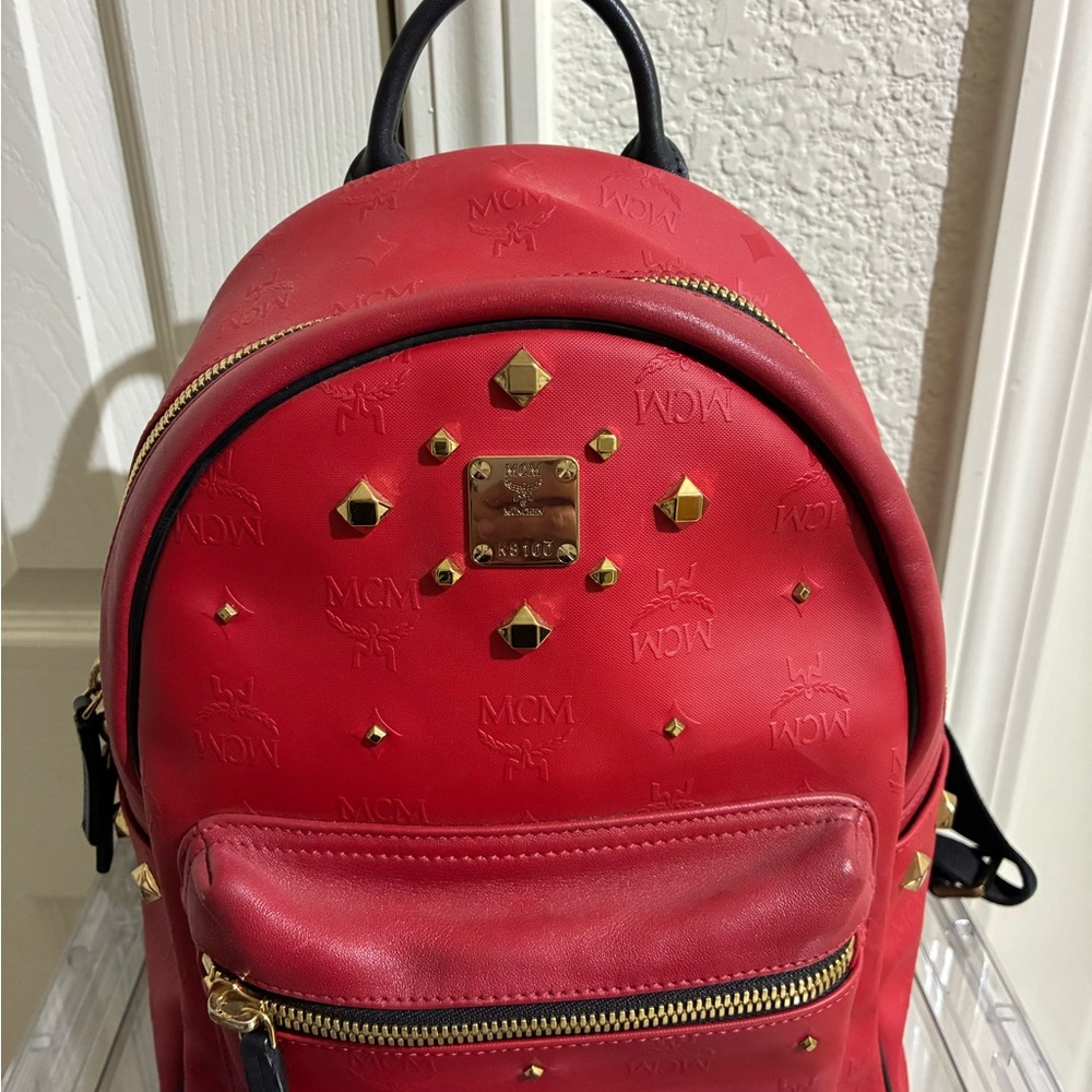MCM Scarlet Backpack with Gold Accents - Picture 2 of 7